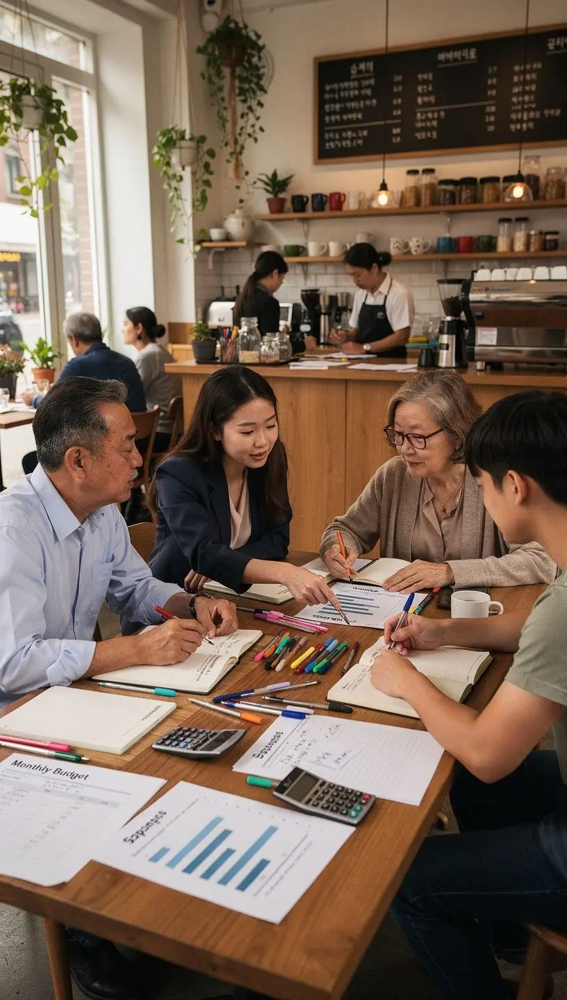 Fotografia moderátora vedúceho vzdelávaciu prednášku o správe peňazí.